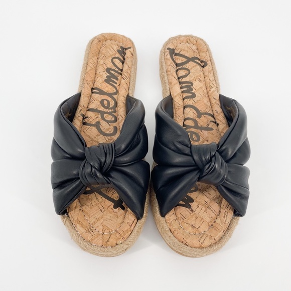 Sam Edelman Abbene Leather Slip On Espadrille Slide Sandals - Picture 2 of 6